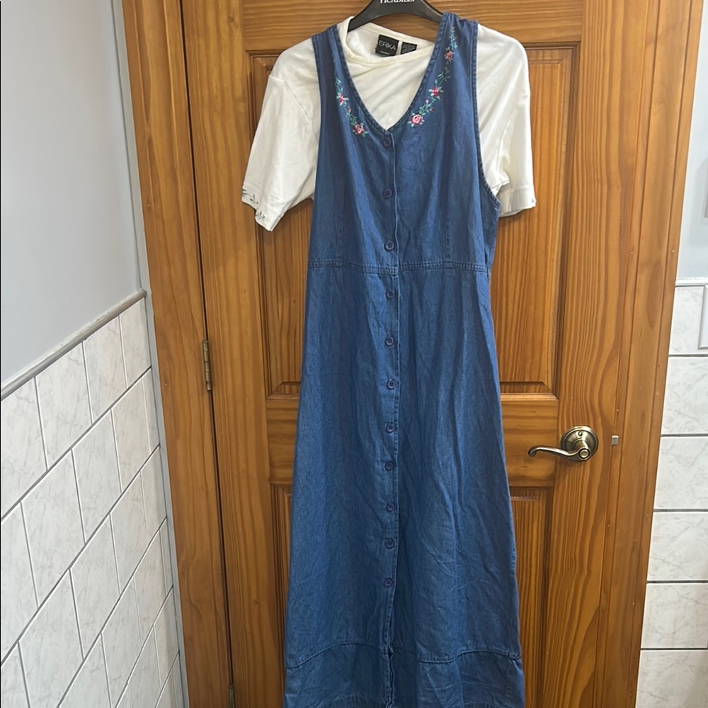 Erica Blue denim Sleeveless Sundress with Peter Pan Collar